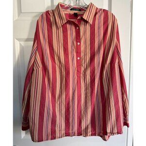 Lauren Ralph Lauren Shirt Multicolor Striped Long Sleeve Mature Women's Size 1X
